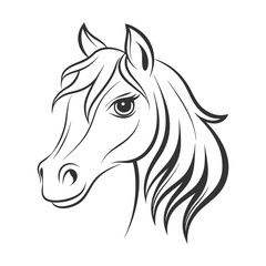 Minimalist Horse Portrait Design for Branding.