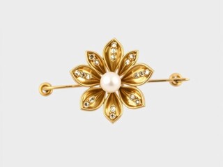 Naklejka premium Delicate Antique Brooches featuring a flower motif with diamonds and pearl