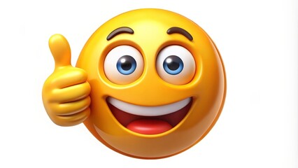 3D Rendered Smiley Emoji Thumbs Up