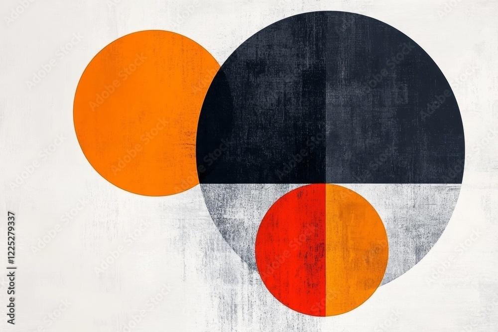 Poster A simple graphic of two abstract shapes overlapping, each in a complementary color to symbolize harmony and balance