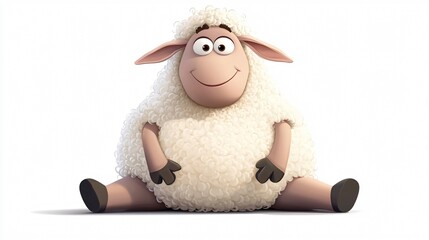 Adorable Cartoon Sheep Sitting Vector Illustration for Children's Books and Farm Animal Websites