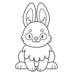 Cute rabbit coloring book for kids. Coloring page with bunny. Monochrome black and white illustration. children's illustration.