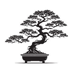 Artistic Bonsai Tree silhouette with detailed roots and branches - Bonsai Tree silhouette - Bonsai Tree vector - Bonsai Tree illustration - Bonsai silhouette - Bonsai vector
