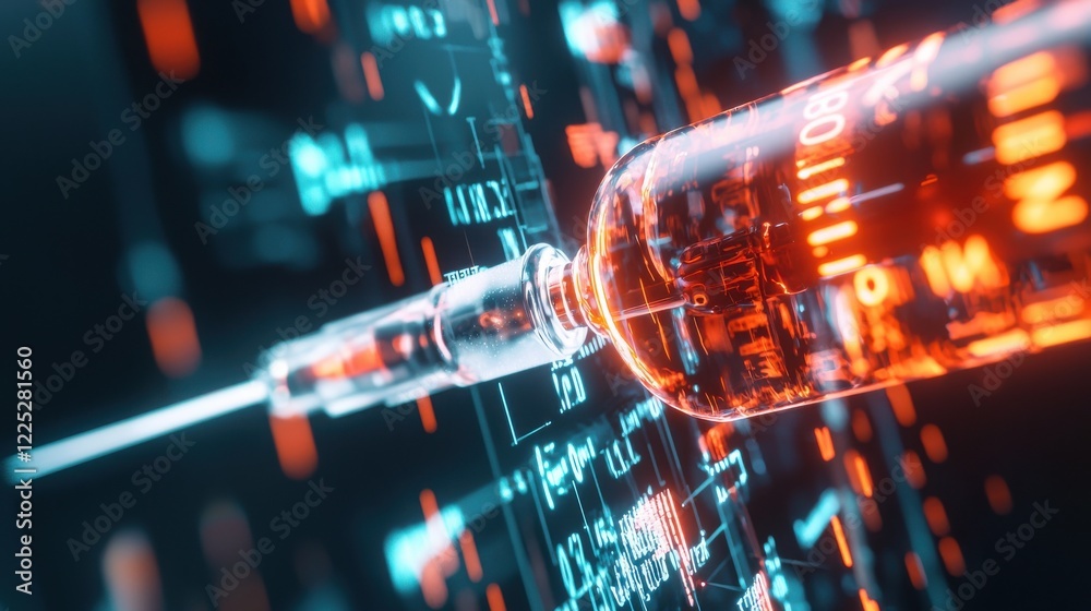 Poster futuristic circuitry abstraction with digital data flow and high tech innovation