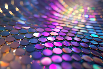 Fototapeta premium Colorful abstract background of shimmering circular patterns reflecting light in a wavy design