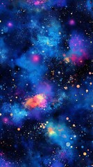 Fototapeta premium Ethereal Nebula Display Shimmers in Celestial Infinity of Galaxy with Colorful Splashes