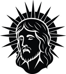 silhouette of jesus head
