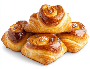 Fototapeta premium Danish Pastries on White Background - Ideal for Bakery Websites and Food Blogs