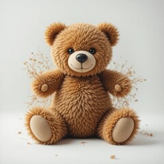 Fototapeta premium cute bear soft toy on isolated white background