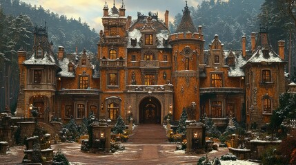 Obraz premium Enchanted Winter Castle: A Fairytale Setting