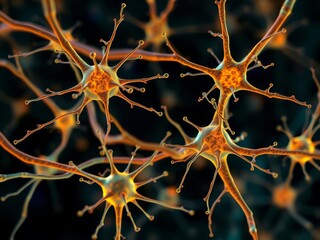 Neurons interact through synapses, demonstrating neuroplasticity in the brains complex network