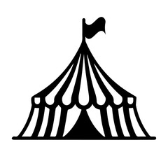 A black and white image of a circus tent