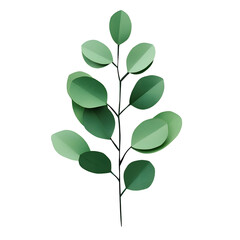 Obraz premium Origami Eucalyptus Sprig on Plain White Background