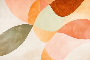 Abstract wall art featuring organic shapes and pastel colors creates a calming atmosphere. Ideal for modern decor, art galleries, and creative spaces.