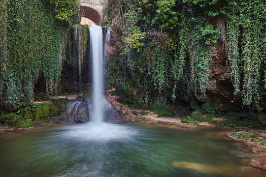 Picturesque waterfall in Tobera. Burgos, Castilla y Leon. Spain