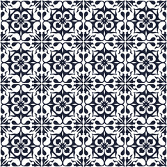 Traditional Blue and White Tile Pattern with Ornamental Styling