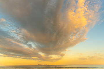 Rain clouds in the late afternoon at Gamboa Beach, Santa Catarina, Brazil.
