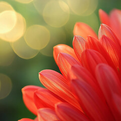 Fototapeta premium Vibrant red flower petals glisten under soft sunlight reflecting beautifully in a natural setting