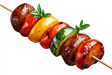 Isolated Barbecue Skewer Loaded with Grilled Vegetables - Ideal for Food Bloggers and Cooking Websites