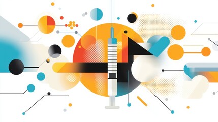 Colorful Abstract Geometric Shapes Composition with Dynamic Modern Digital Art Design