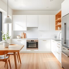 Modern Minimalist Kitchen with White and Wooden Accents