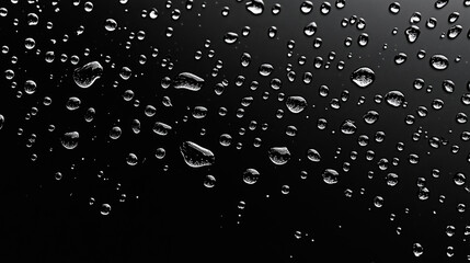 Water droplets on black surface