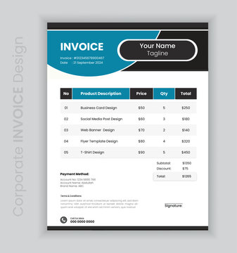 Minimalist Invoice and single page memo design with easy to edit