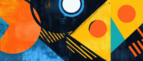 Abstract art, modern design and colorful geometric shapes in vibrant hues for creative backgrounds, digital projects, or interior decor inspiration.