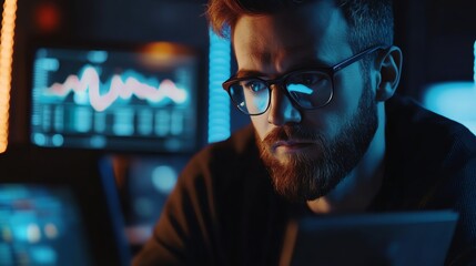 Businessman working with a financial advisor using detailed data visualization market analysis.