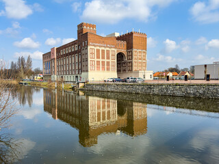 Pardubice, Czech republic - March 13, 2024. Building of Automatic Mills/Automaticke Mlyny