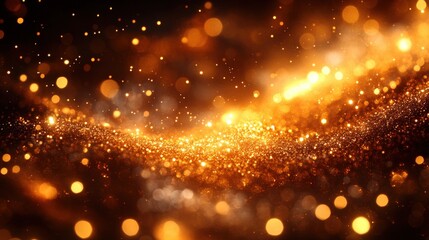 Naklejka premium Golden Glitter Texture with Dark Background