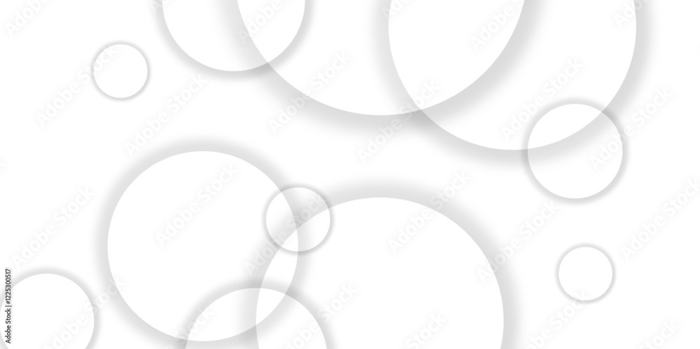 Leinwandbilder Abstract background with circle white abstract geometric background with soft light white paper circles in design .Gray abstract. Modern design background for report and project presentation template.