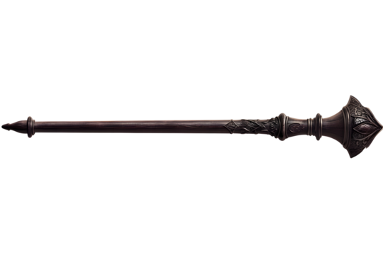 Photography of Ornate Knight's Staff Against Transparent White Background