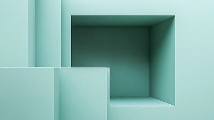 Abstract Green Geometric Wall Recess Design