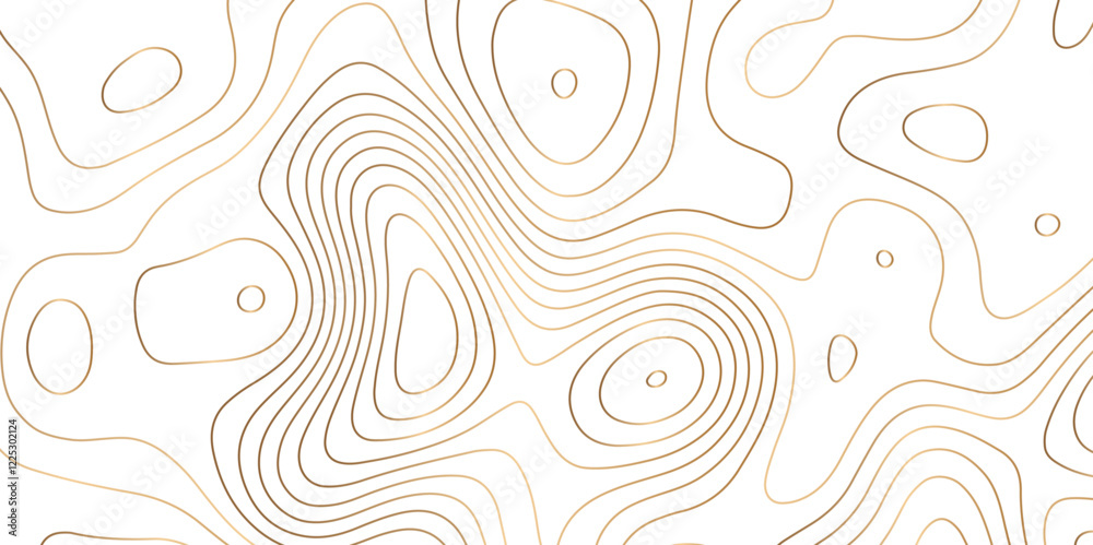 Poster Abstract white golden gradient Topographic line map background. Contour elevation topographic and textured Background Modern design with White background with topographic wavy pate for decoration.	