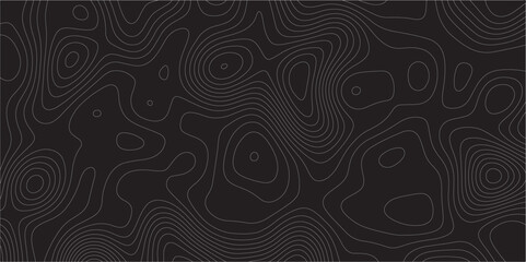Abstract white on black background Topographic line map pattern. Contour elevation topographic and textured Background Modern design with black background with topographic wavy patted.	