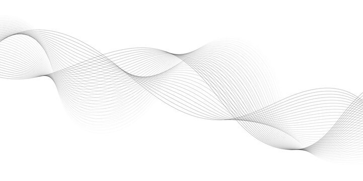 Abstract grey, white smooth element swoosh speed wave modern stream background. Wave with lines created using blend tool. Abstract frequency sound wave lines and twisted curve lines background.	