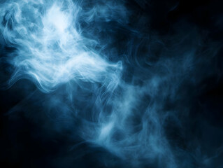 Obraz premium Abstract blue smoke texture swirling against a dark background, creating a mysterious and ethereal atmosphere.