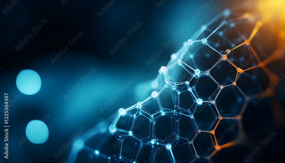Wall mural abstract futuristic technology background with interconnected nodes and glowing elements in blue and