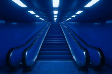 Blue Escalator Tunnel Illustration