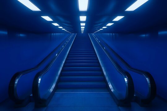 Blue Escalator Tunnel Illustration