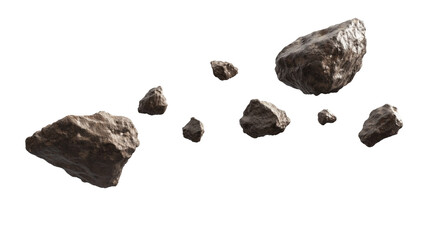 Naklejka premium Floating Space Asteroids Isolated on Transparent Background