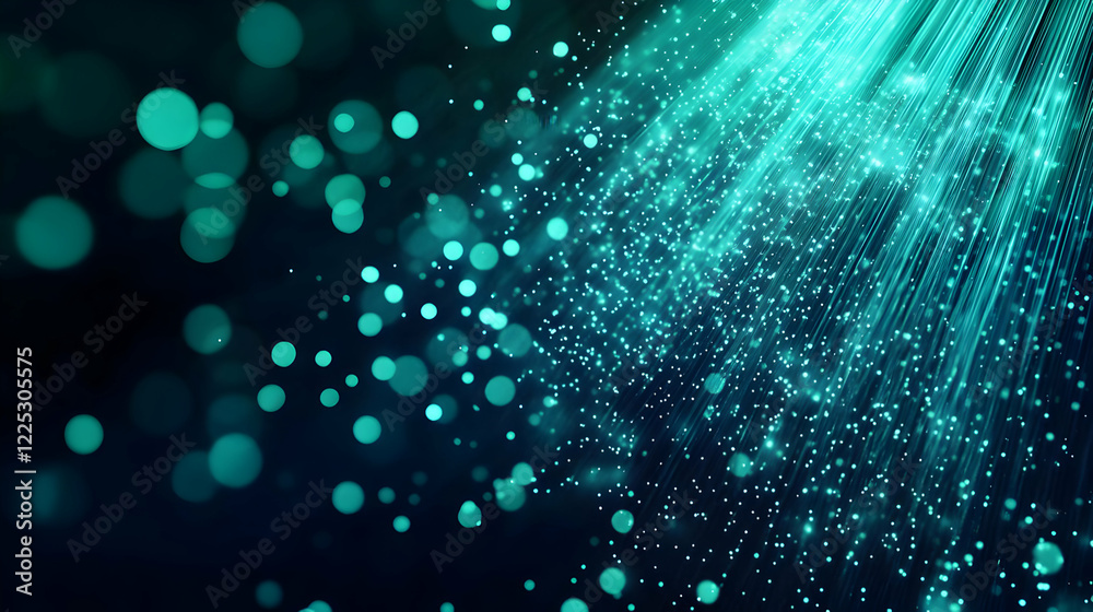 Poster an abstract background featuring ethereal light rays and luminous particles, creating a mesmerizing 
