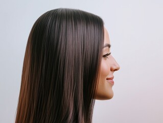 Obraz premium Beautiful young woman showing perfect hair and skin profile portrait