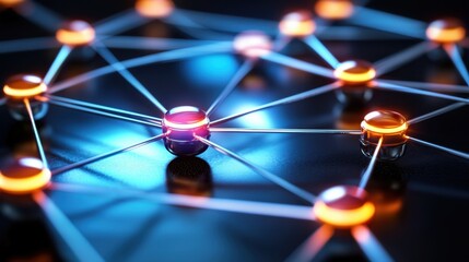 Intricate Digital Network of Interconnected Nodes and Pathways Depicting Modern Technology and Communication