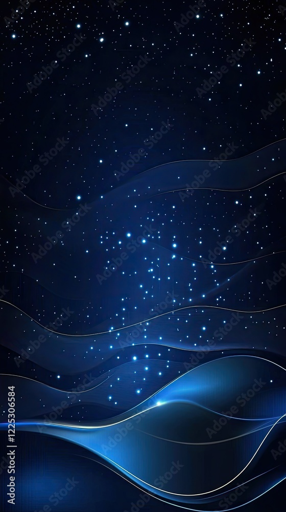 Fototapete A detailed background featuring glowing elements and binary code set against a dark blue backdrop, ideal for technology themes