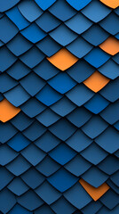 Abstract Blue Orange Scale Pattern 3D