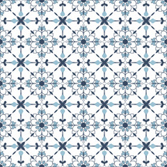 Vintage Inspired Ornamental Tile Pattern with Delicate Floral Arrangements