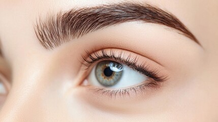 Obraz premium Captivating Close up of Alluring Female Eye with Flawless Makeup and Striking Blue Hue