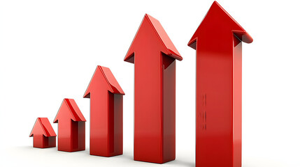 Ascending Red Arrows Showing Growth Progress